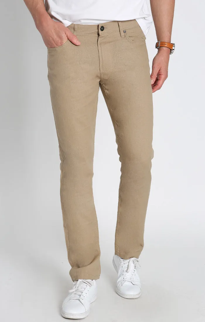 Straight Fit 5 Pocket Linen Pant