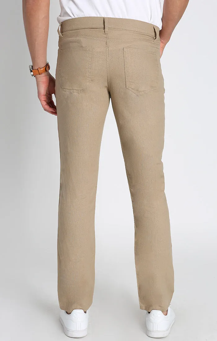 Straight Fit 5 Pocket Linen Pant