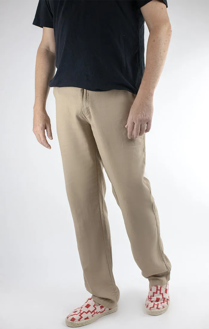 Straight Fit Linen Blend Chino Pant