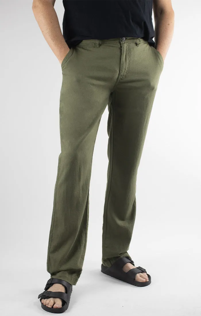 Straight Fit Linen Blend Chino Pant