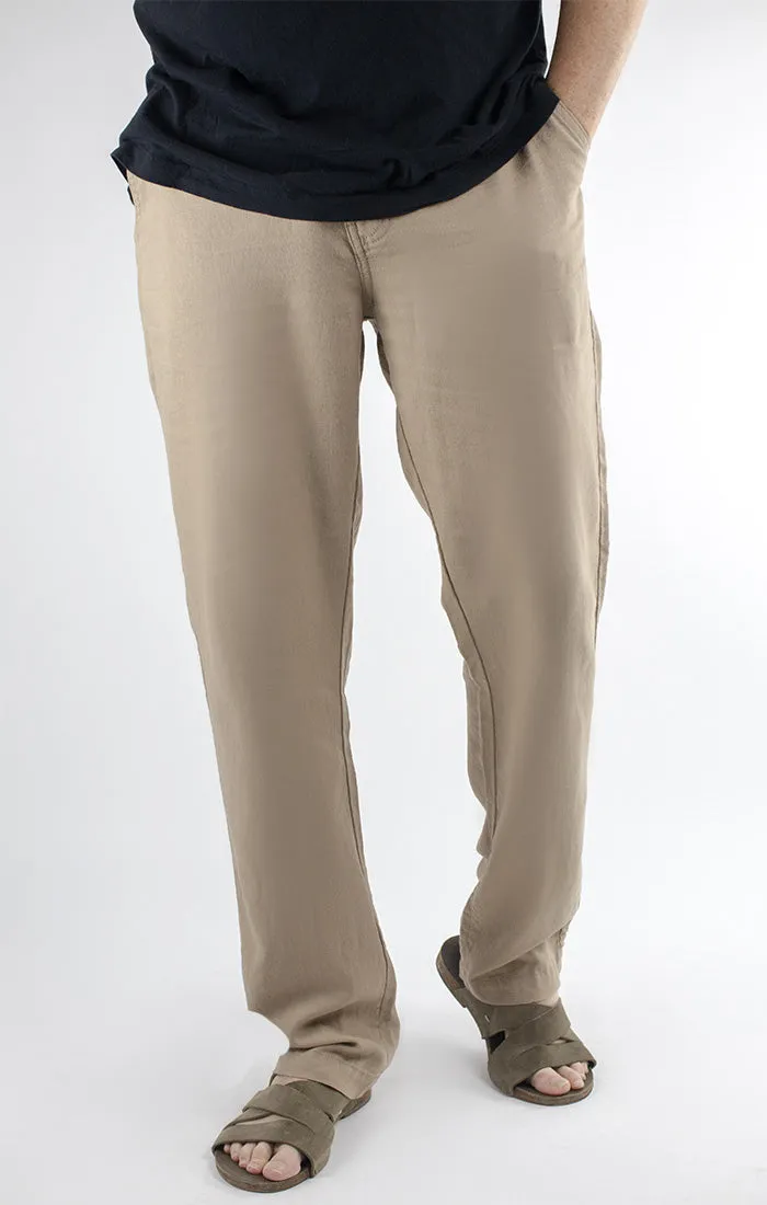Straight Fit Linen Blend Chino Pant