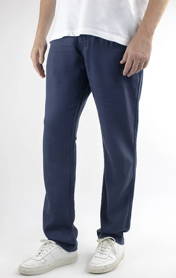 Straight Fit Linen Blend Chino Pant