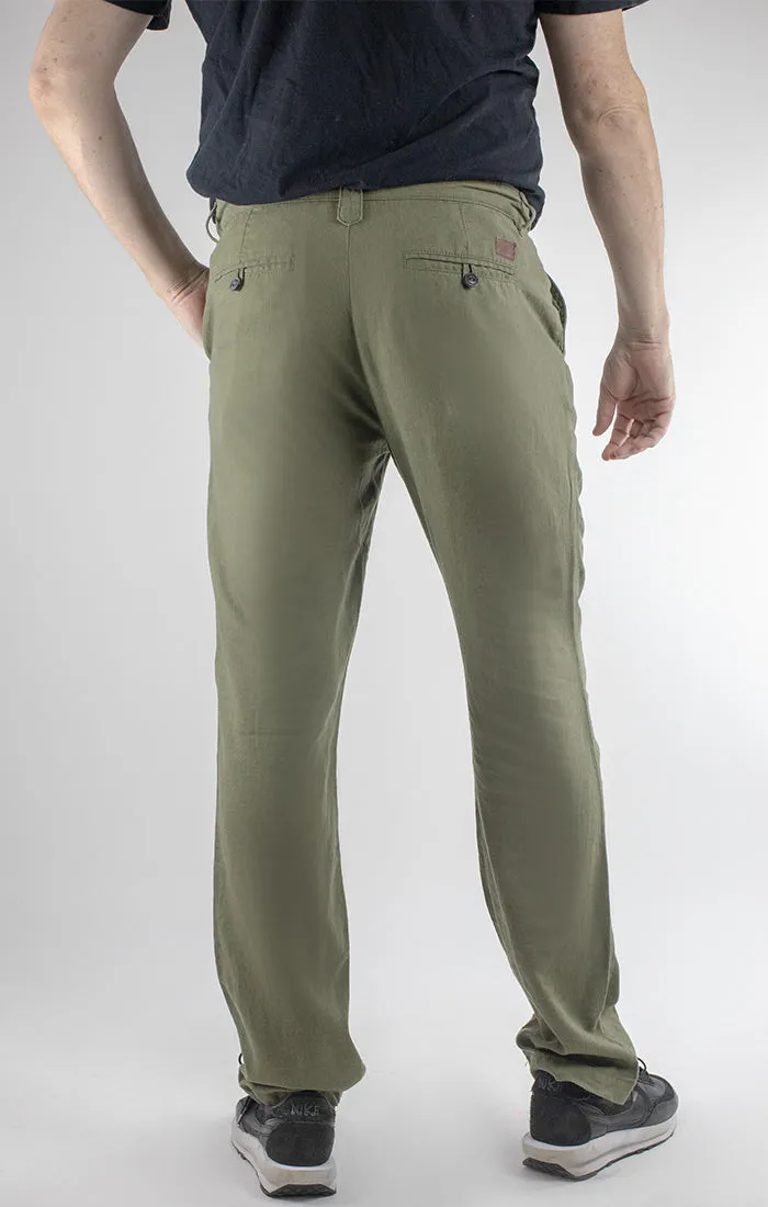 Straight Fit Linen Blend Chino Pant