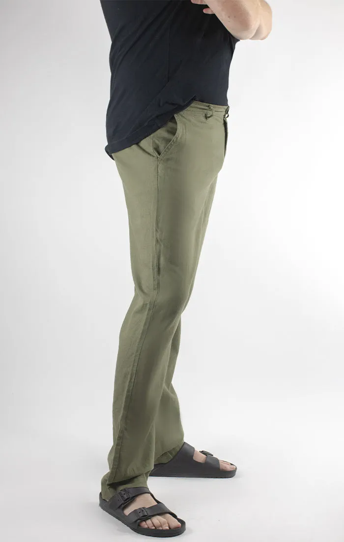 Straight Fit Linen Blend Chino Pant