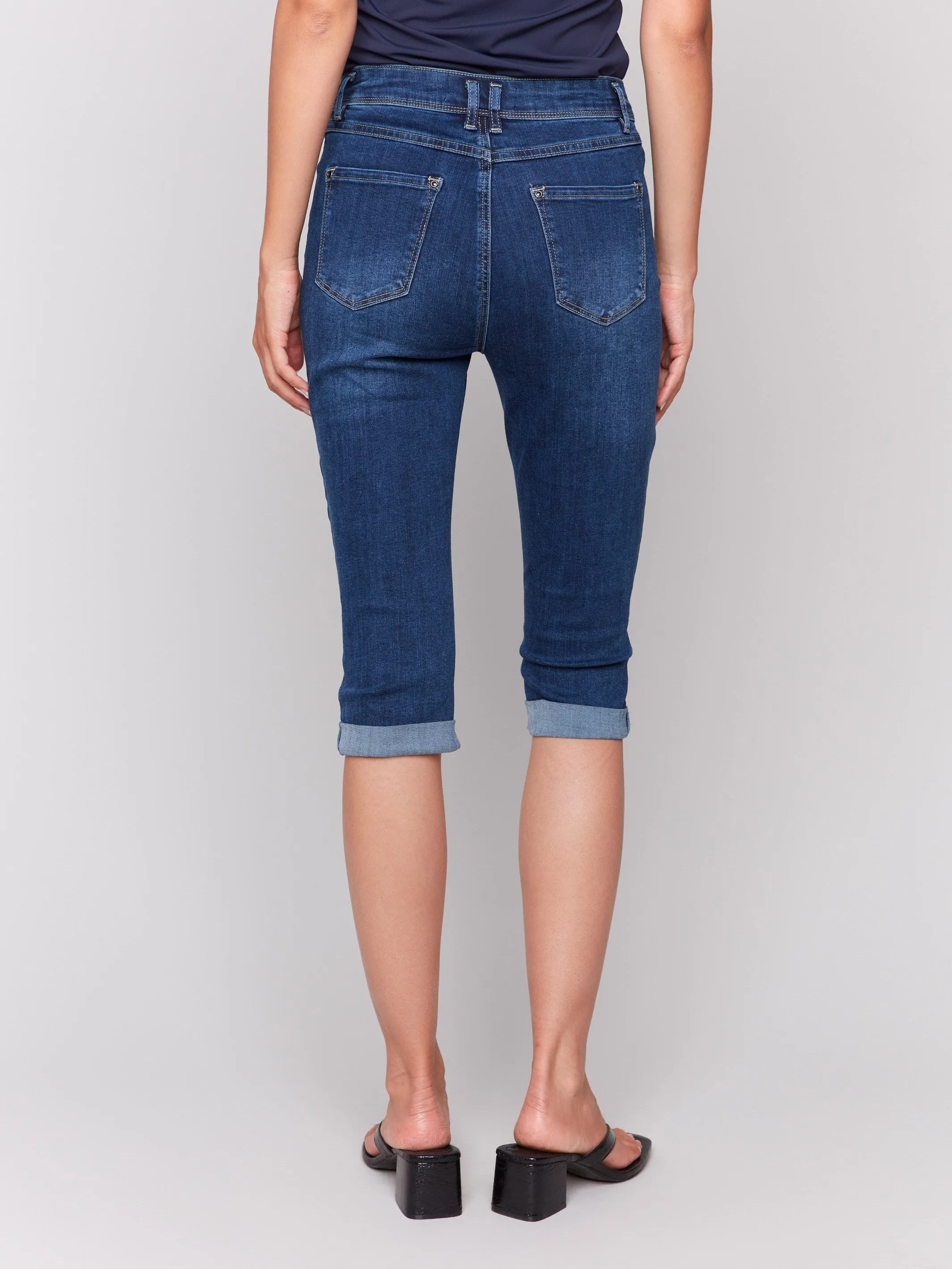 Stretch Denim Pedal Pushers - Indigo