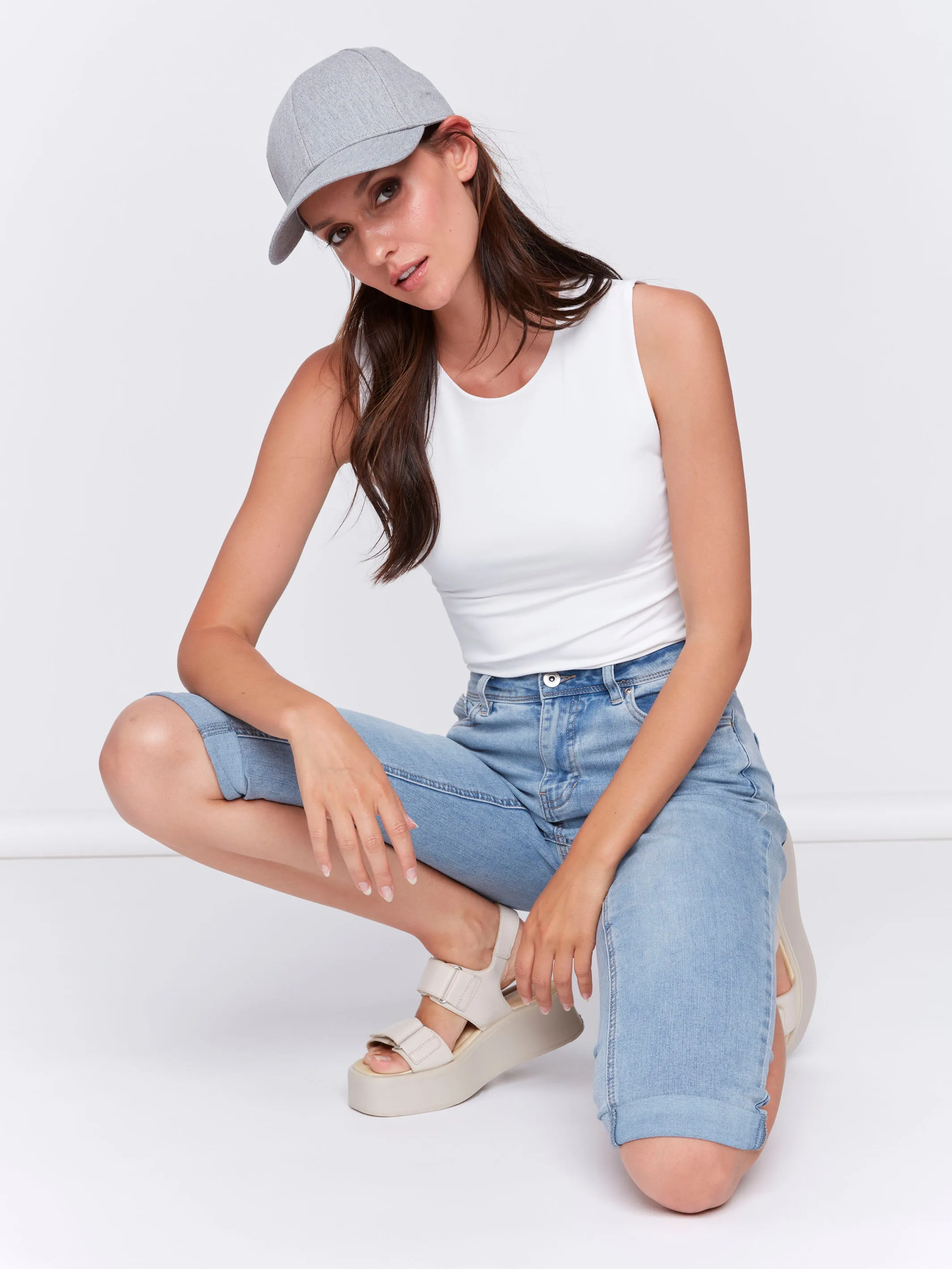 Stretch Denim Pedal Pushers - Light Blue