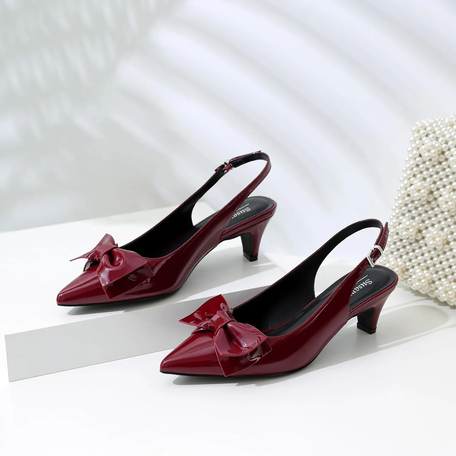 Susanny Slingback Heels for Women Stiletto Closed Pointed Toe Dress Shoes Heels Sexy Kitten Pumps Wedding Party Evening Prom Dance Ankle Strappy Shoes