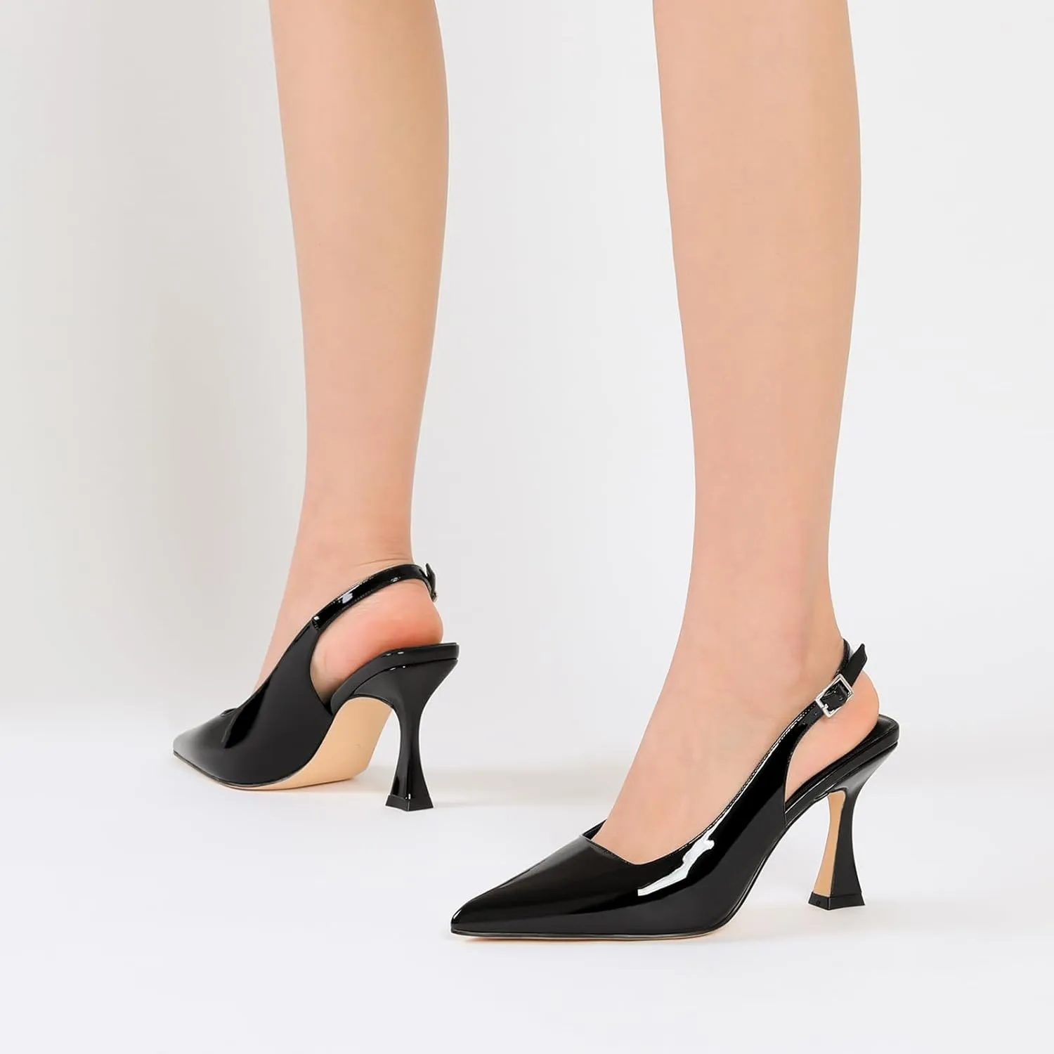 Susanny Slingback Kitten Heels Elegant Dressy Pumps for Women Closed Pointy Toe Sexy Chunky High Heels Wedding Bride Prom Party Dress Shoes