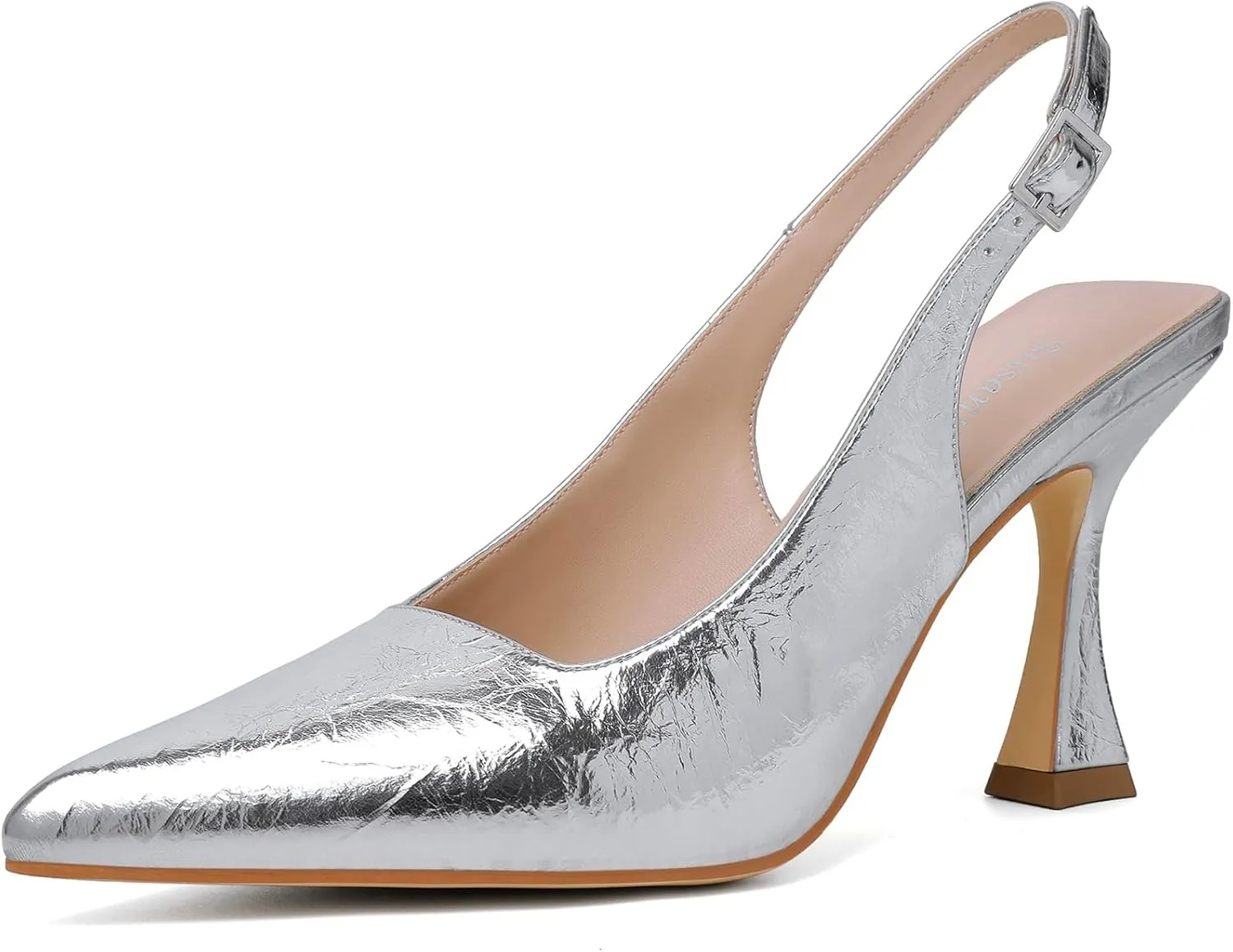 Susanny Slingback Kitten Heels Elegant Dressy Pumps for Women Closed Pointy Toe Sexy Chunky High Heels Wedding Bride Prom Party Dress Shoes
