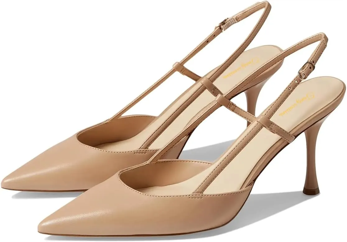 Tang'scuisins Women Fashion Slip on Slingback Buckle Pumps Closed Pointed Toe Stiletto High Heels Sandals Dress Party Wedding Prom Shoes Size 4-16 US