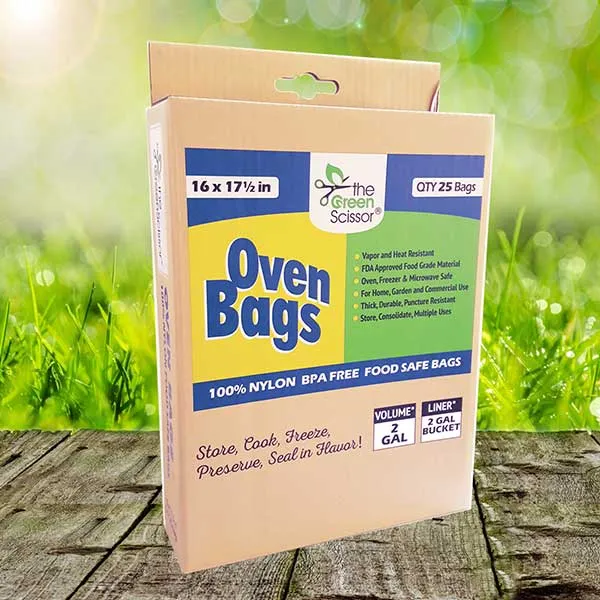 The Green Scissor Oven Bags, 100% Nylon, BPA Free, 16" x 17.5" Food Safe Bags (25 Bags)
