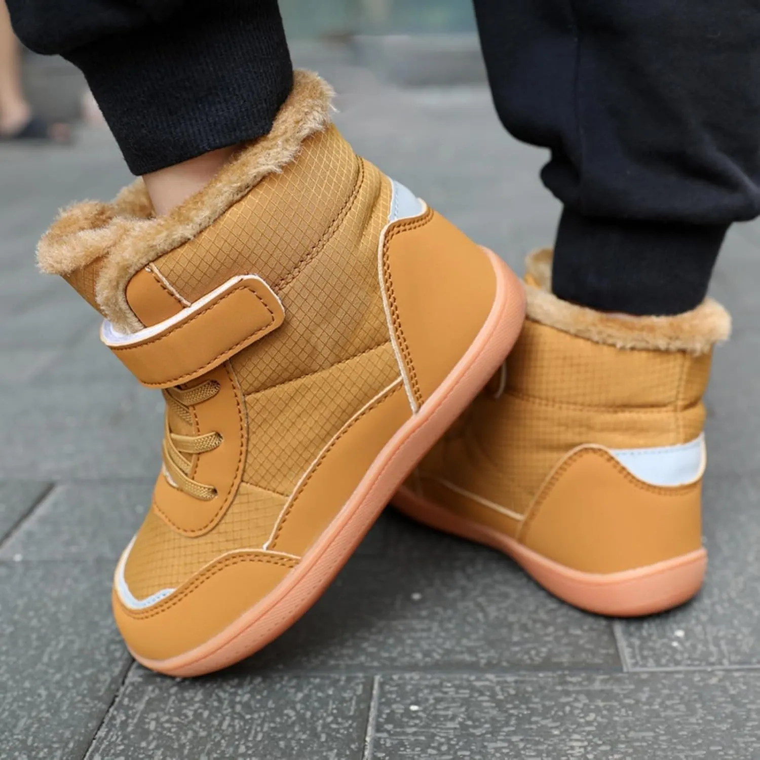 Toddler Snow Plush Boots Boys Girls Winter Water Proof Shoes Cold Weather Outdoor Western Shoes Round Toe Boots