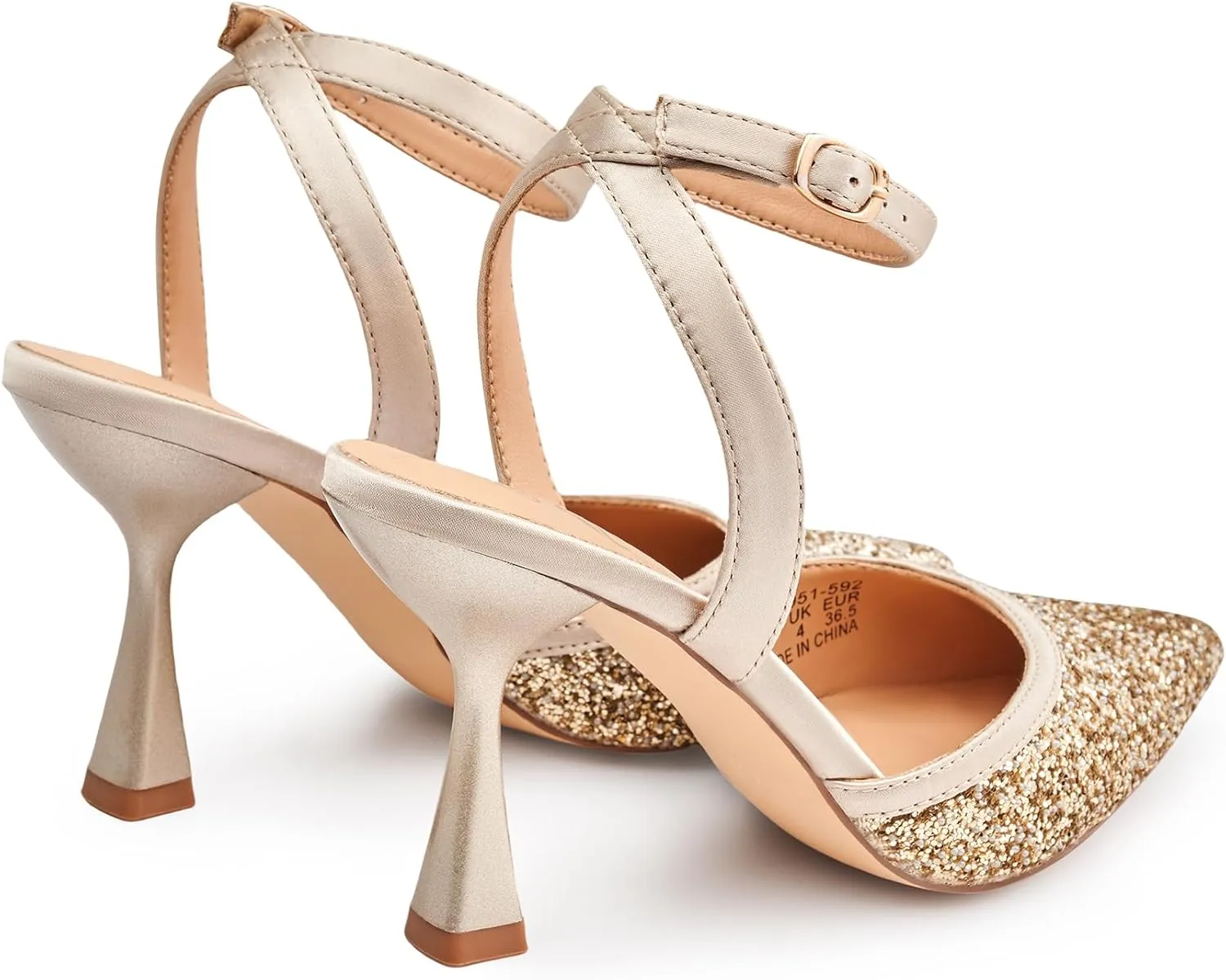 Trary Heels Women Pumps Closed Toe Ankle Strap Pointed Toe Heeled Sandals for Women Stiletto Wedding Dress Shoes