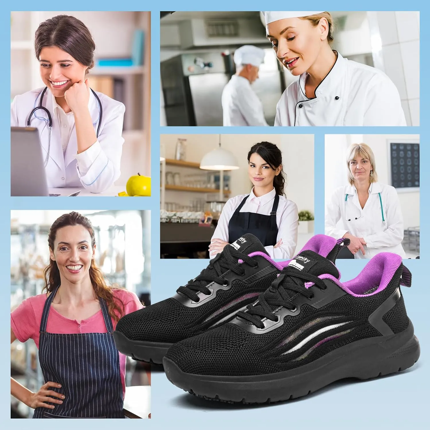Treesky Non Slip Work Shoes for Women in Food Service - Slip Resistant, Comfortable & Lightweight Sneakers, Suitable for Restaurant, Kitchen & Nursing Crews