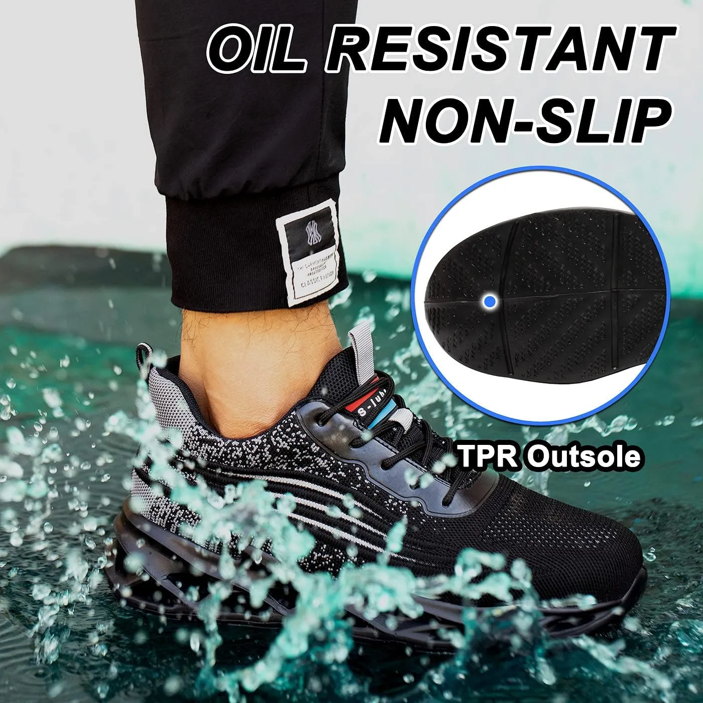 U-lite Breathable Lightweight Mesh Safety Work Shoes for Men Women, Anti-Smash Puncture-Proof Indestructible Industrial Construction Sneakers