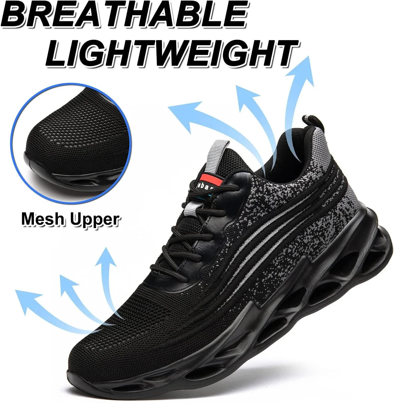 U-lite Breathable Lightweight Mesh Safety Work Shoes for Men Women, Anti-Smash Puncture-Proof Indestructible Industrial Construction Sneakers
