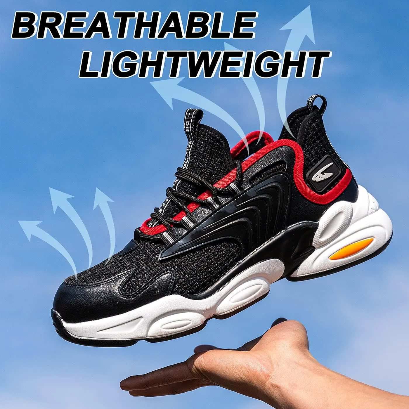 U-lite Breathable Safety Work Shoes for Men Women, Splash Resistant Anti-Smash Puncture-Proof Indestructible Industrial Construction Sneakers