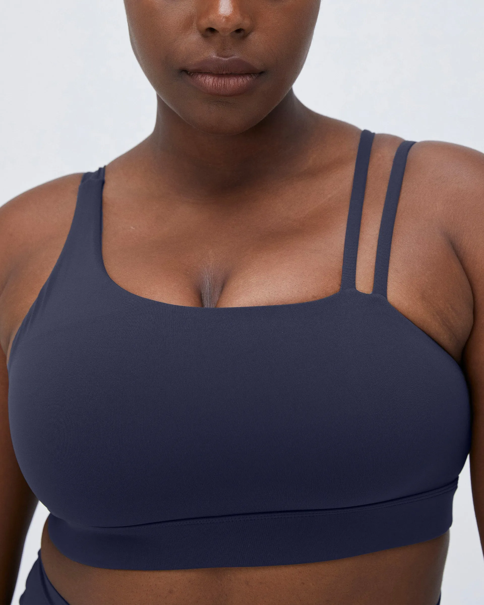 Ultimate Asymmetric Double Strap Bra - Midnight Blue