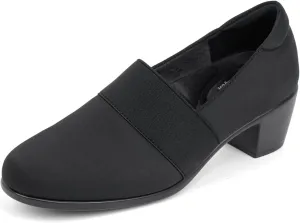 VJH confort Womens Heeled Shoes, Comfortable Elastic Low Block Chunky Heels Pumps