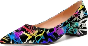 WAYDERNS Womens Dress Patent Pointed Toe Slip On Wedding Chunky Low Heel Pumps Shoes 1.5 Inch
