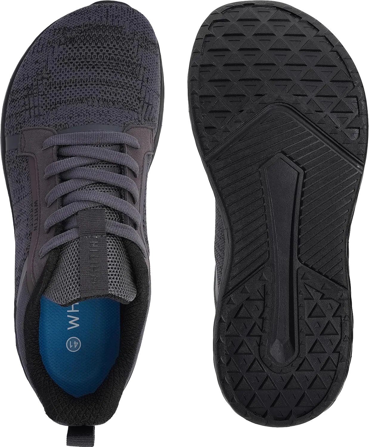 WHITIN Men's Wide Toe Box   Zero Drop Sole Road Running Shoes | Rubber Outsole