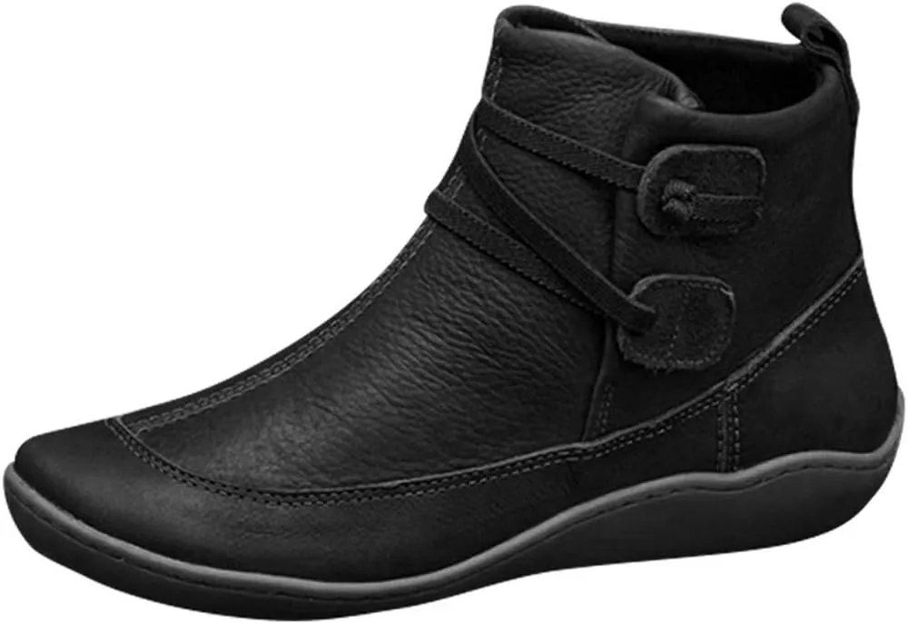 Winter Boots for Women Dress Toe Leather Shoes Ankle Women's Round Rain Boots for Women Size 9 Wide Calf