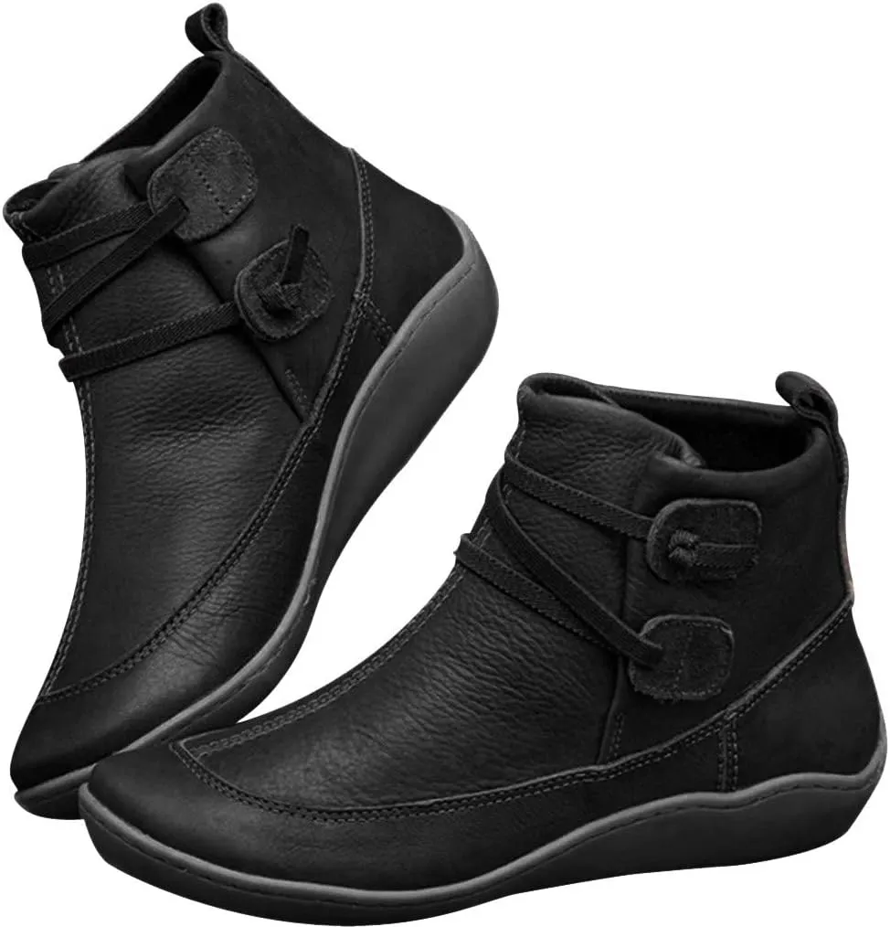 Winter Boots for Women Dress Toe Leather Shoes Ankle Women's Round Rain Boots for Women Size 9 Wide Calf