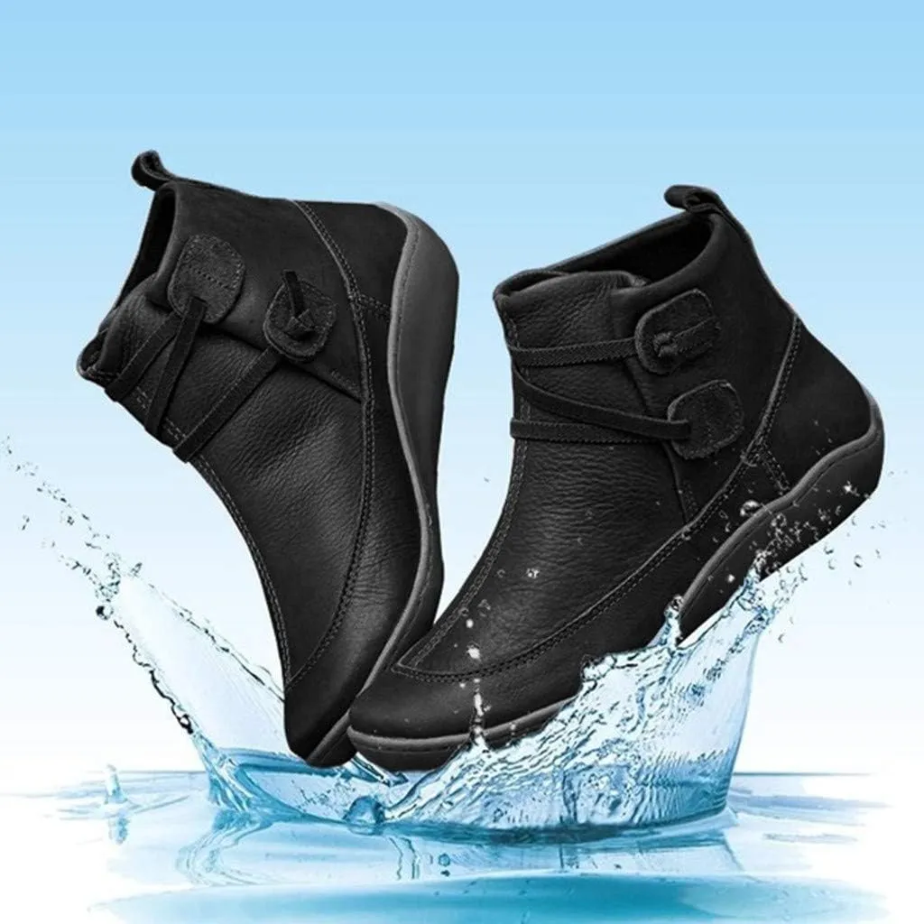 Winter Boots for Women Dress Toe Leather Shoes Ankle Women's Round Rain Boots for Women Size 9 Wide Calf