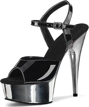 WOilERQ Women's Color Block high Heel Sandals Peep Open Toe Platform Sandals Ankle Straps Dress Shoes for Sexy Nightclub Pole Dancing Stripper Club 5.9 Inch