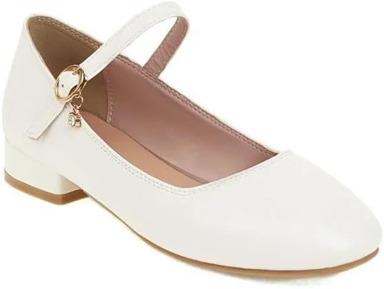 Women Mary Jane Pumps Square Toe Low Block Heels for Office College