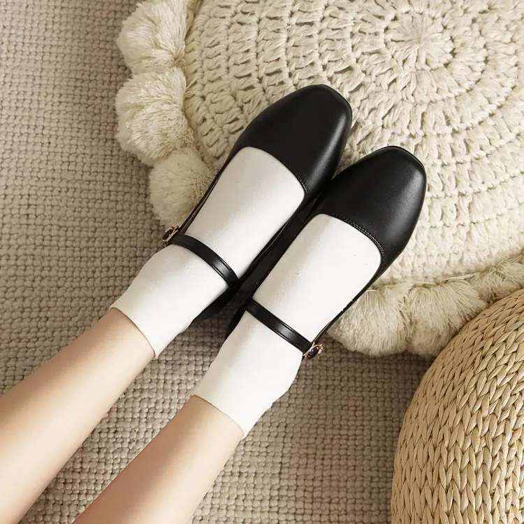 Women Mary Jane Pumps Square Toe Low Block Heels for Office College