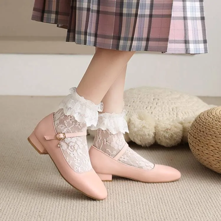 Women Mary Jane Pumps Square Toe Low Block Heels for Office College