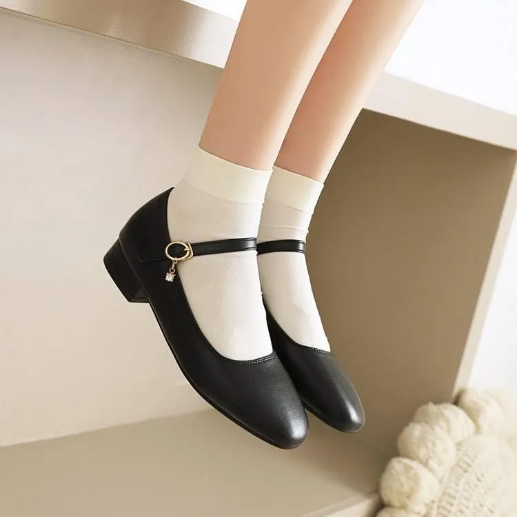 Women Mary Jane Pumps Square Toe Low Block Heels for Office College