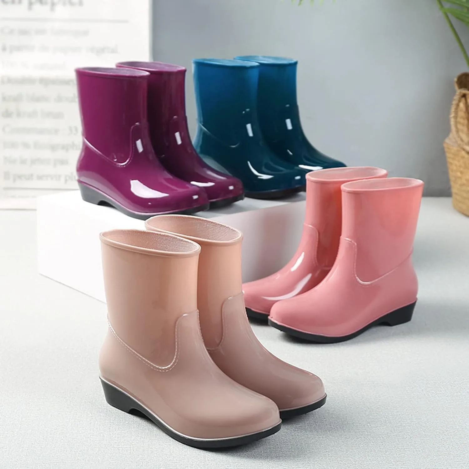 Women Shoes Short Rain Boots For Womens Ankle Rainboot Slip Garden Boot Rubber Shoes Short Dress Boots Men