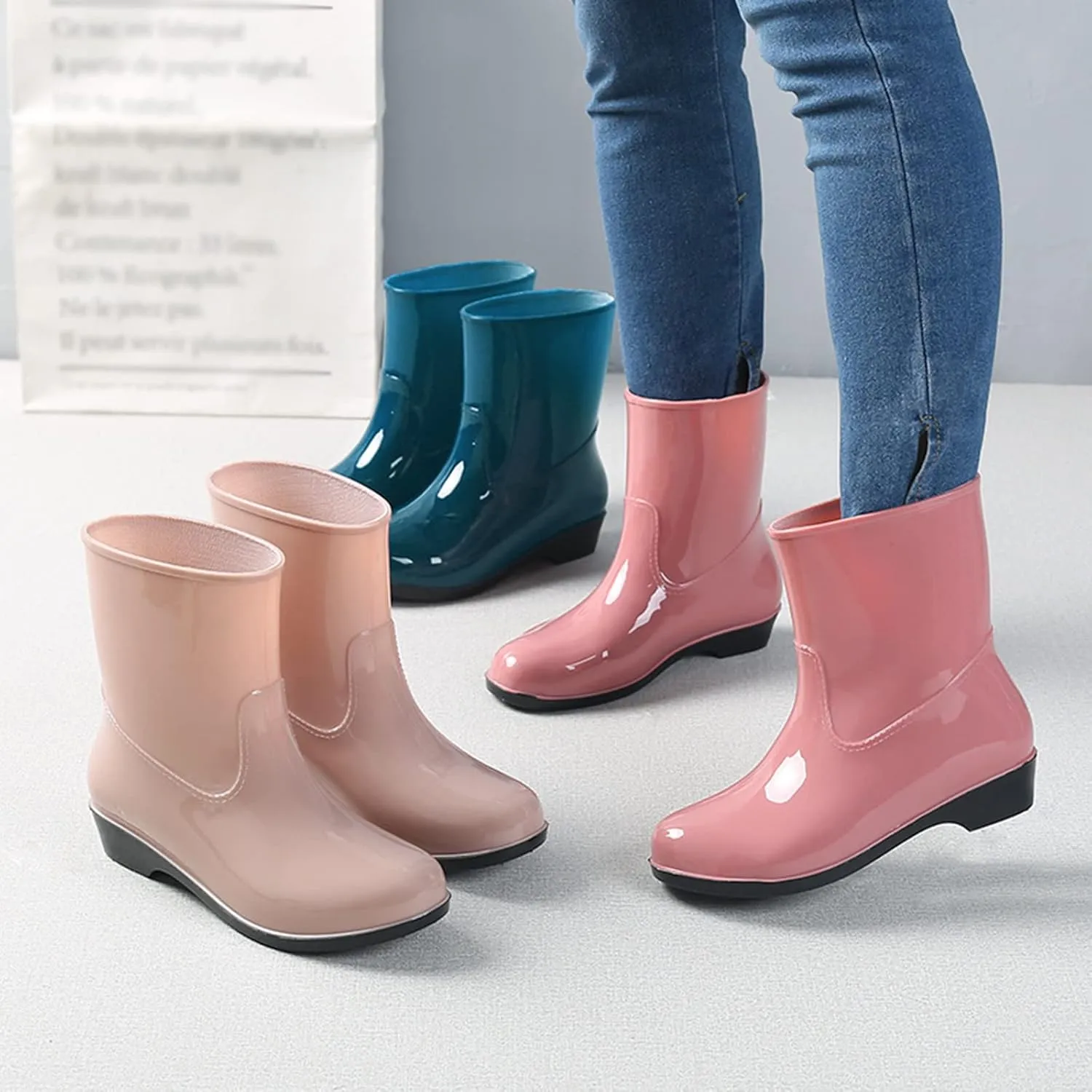 Women Shoes Short Rain Boots For Womens Ankle Rainboot Slip Garden Boot Rubber Shoes Short Dress Boots Men