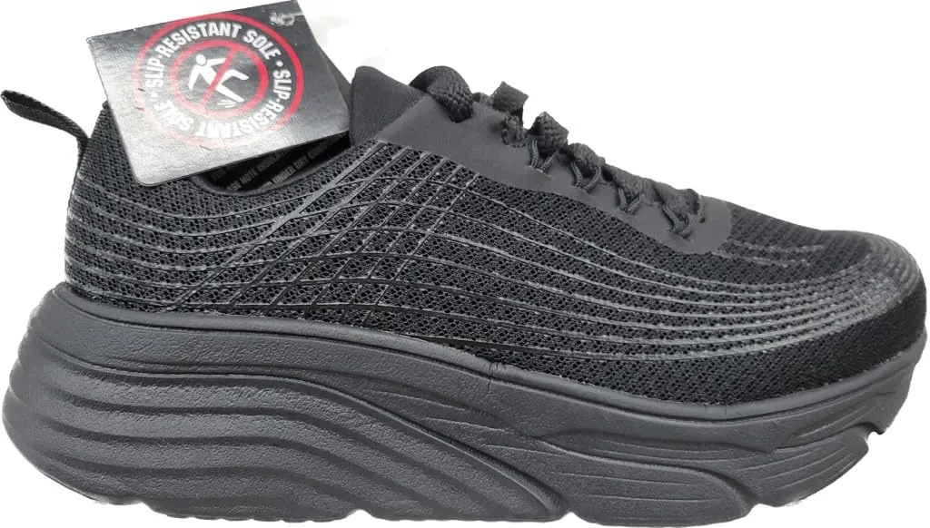 Women Work Shoes Slip Resistant Black Mesh Comfort Cushion Arch Extended