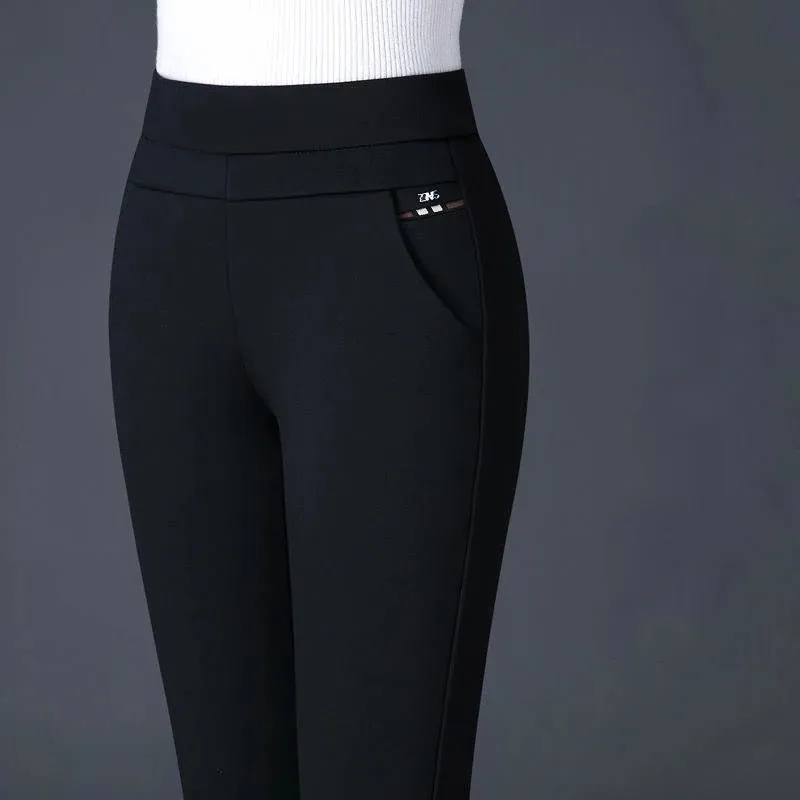 Womens High-Waisted Leggings  Slim Fit  Stretch Fabric  Faux Pocket Detail