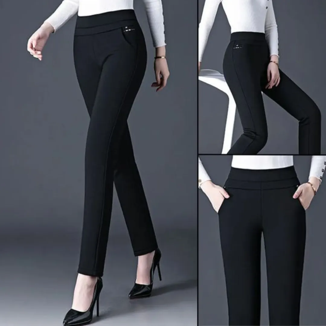 Womens High-Waisted Leggings  Slim Fit  Stretch Fabric  Faux Pocket Detail
