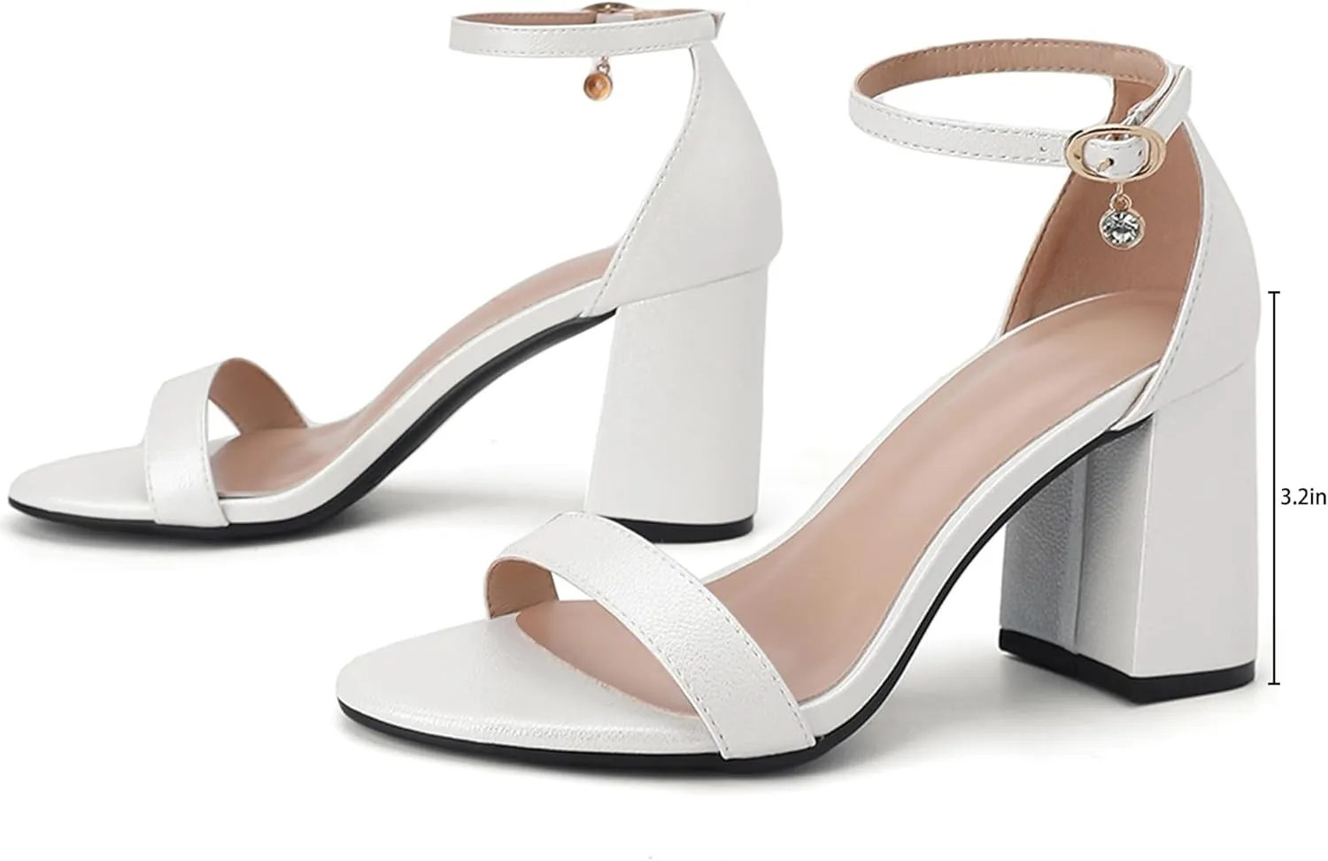 Women's Low Block Chunky Heels, Open Toe Ankle Strap Heels Sandals,Party & Dating Dress Heeled Shoes