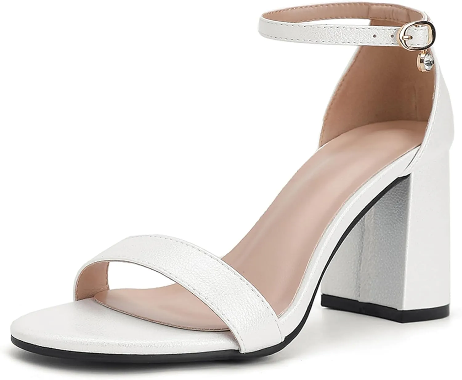 Women's Low Block Chunky Heels, Open Toe Ankle Strap Heels Sandals,Party & Dating Dress Heeled Shoes