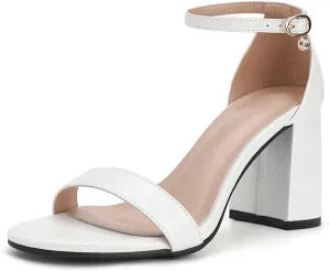 Women's Low Block Chunky Heels, Open Toe Ankle Strap Heels Sandals,Party & Dating Dress Heeled Shoes
