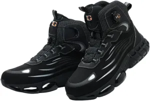 Women's Mid-Cut Steel Toe Safety Work Shoes Comfort Lightweight Anti-Smashing Anti-Puncture Wear-Resistant Air Cushion Shoes