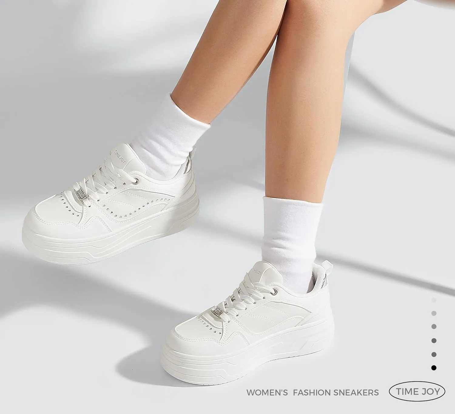Women's Platform Sneakers Chunky Tennis Shoes with Artificial Leather & Recyclable Material Insole Non-Slip Cushion for Casual, Streetwear & Daily Outfits