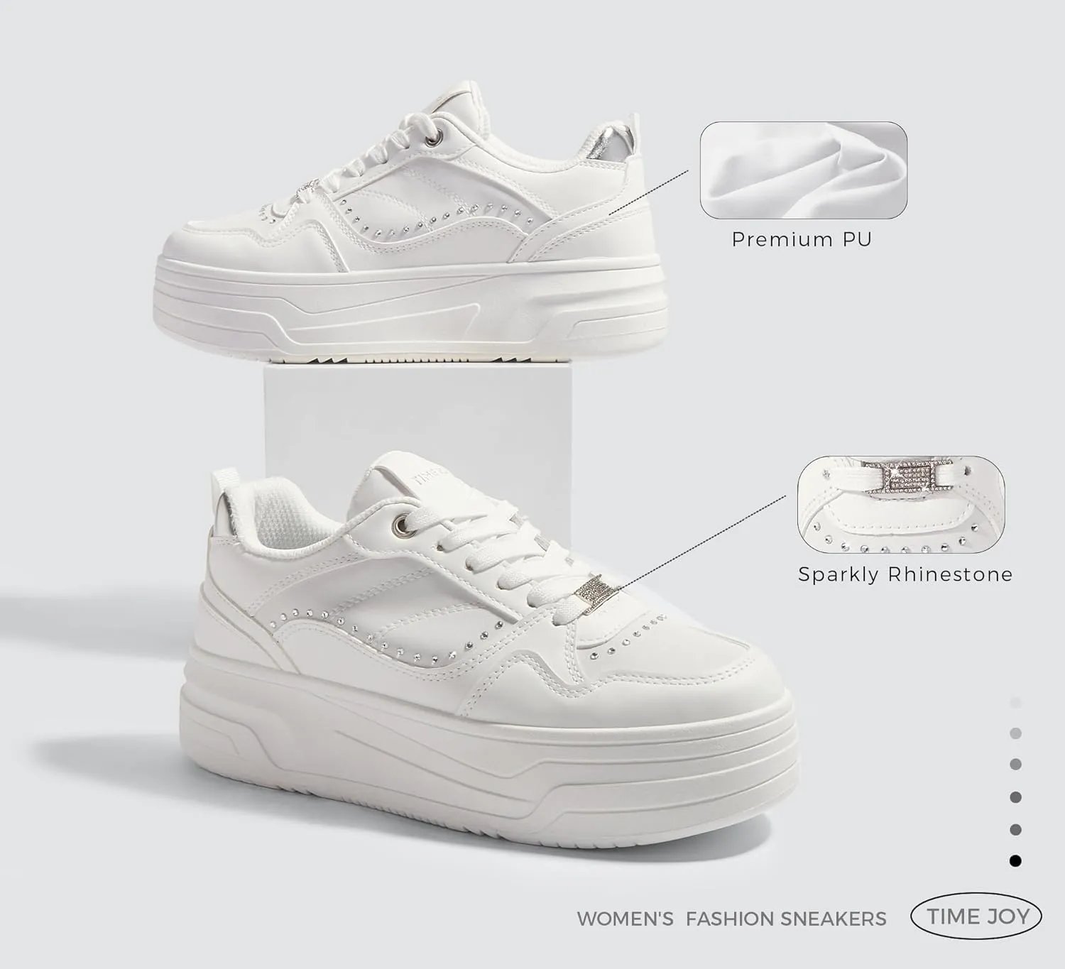 Women's Platform Sneakers Chunky Tennis Shoes with Artificial Leather & Recyclable Material Insole Non-Slip Cushion for Casual, Streetwear & Daily Outfits
