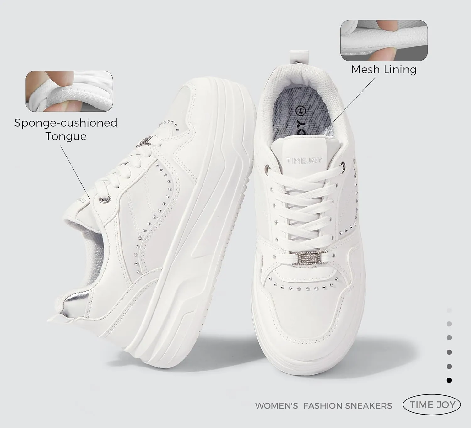 Women's Platform Sneakers Chunky Tennis Shoes with Artificial Leather & Recyclable Material Insole Non-Slip Cushion for Casual, Streetwear & Daily Outfits