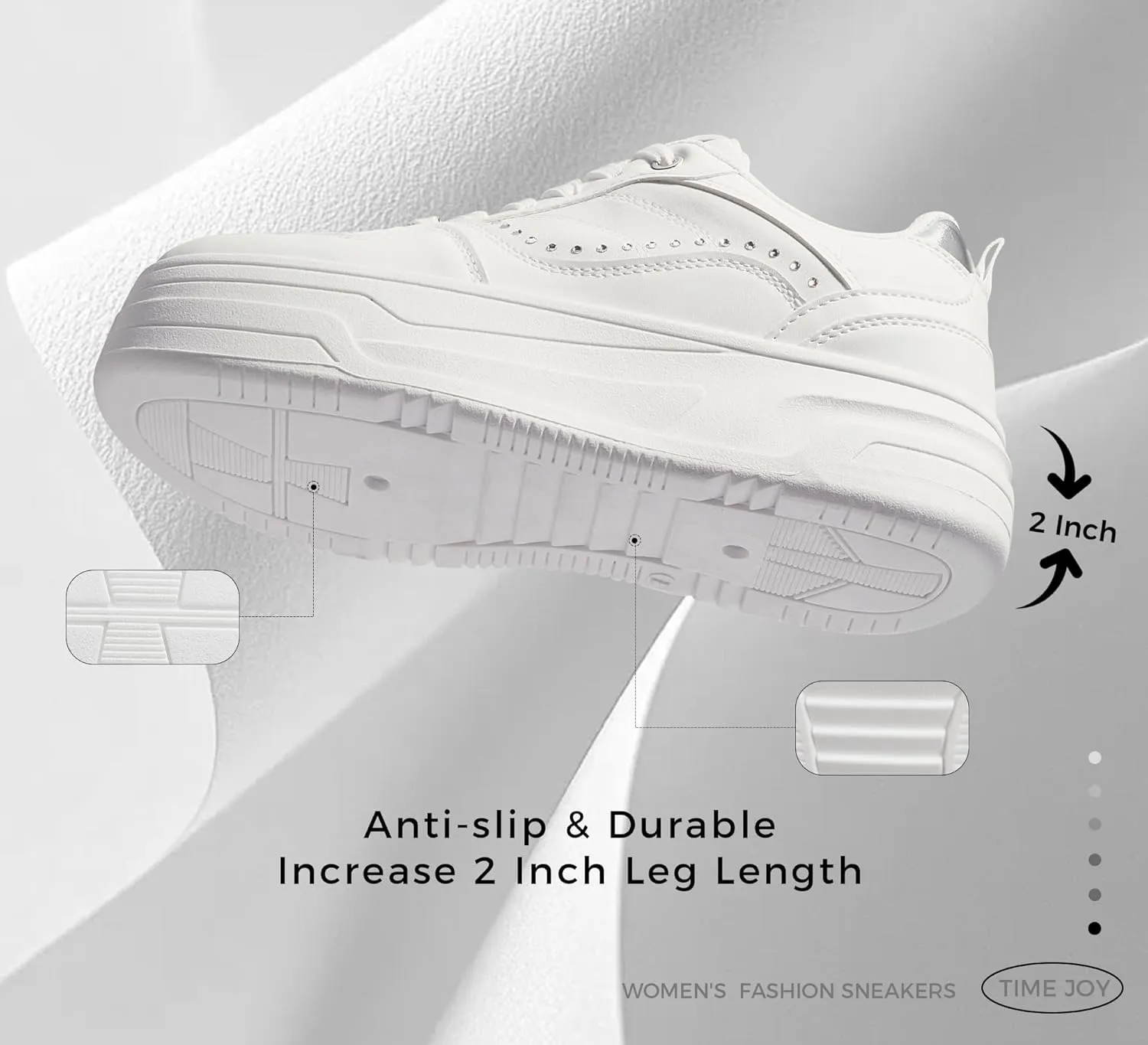 Women's Platform Sneakers Chunky Tennis Shoes with Artificial Leather & Recyclable Material Insole Non-Slip Cushion for Casual, Streetwear & Daily Outfits