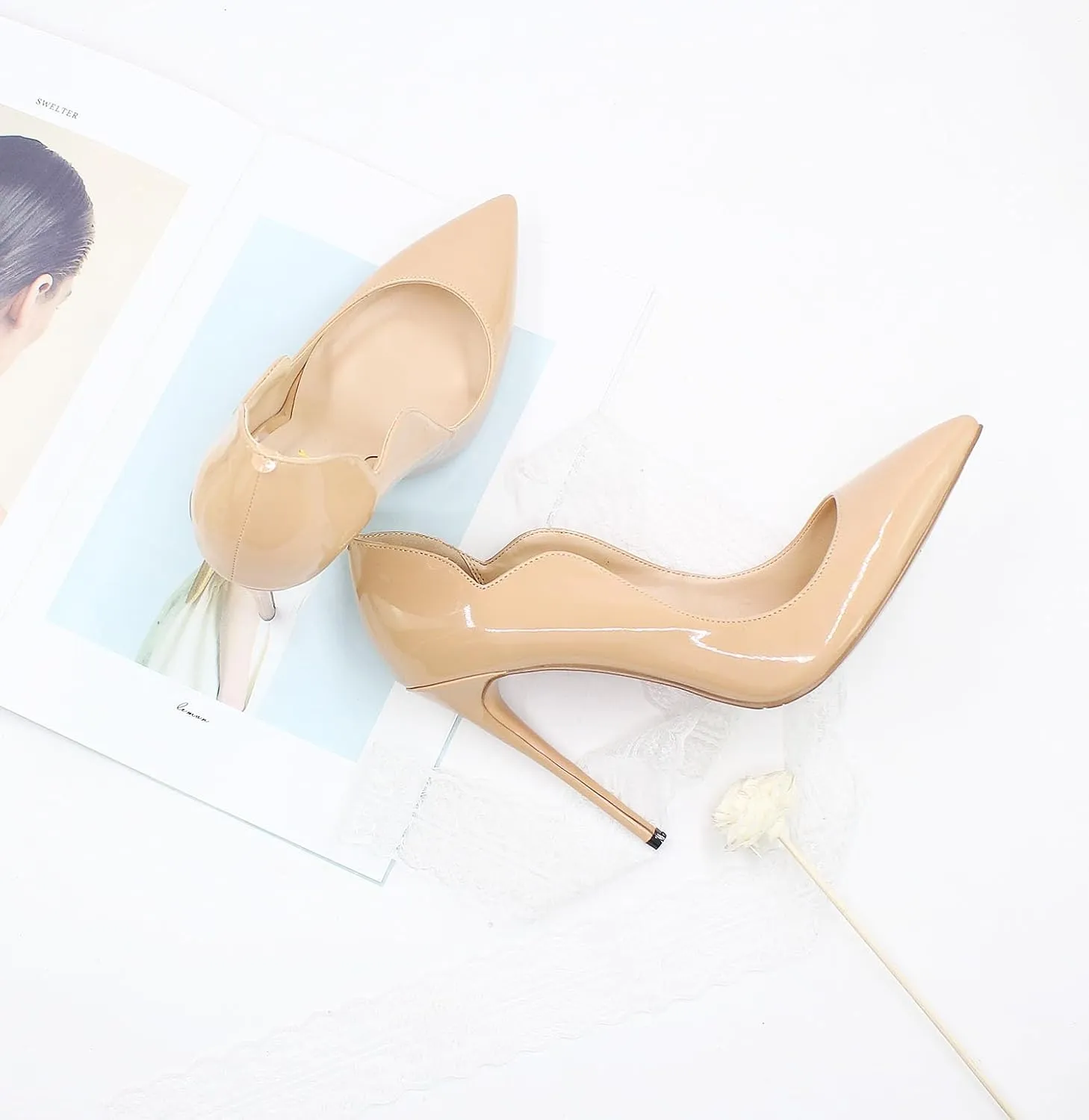 Women's Pointed 4.7 Inch Wave Sexy Stilettos Large Size High Heels Party Party Work Shoes