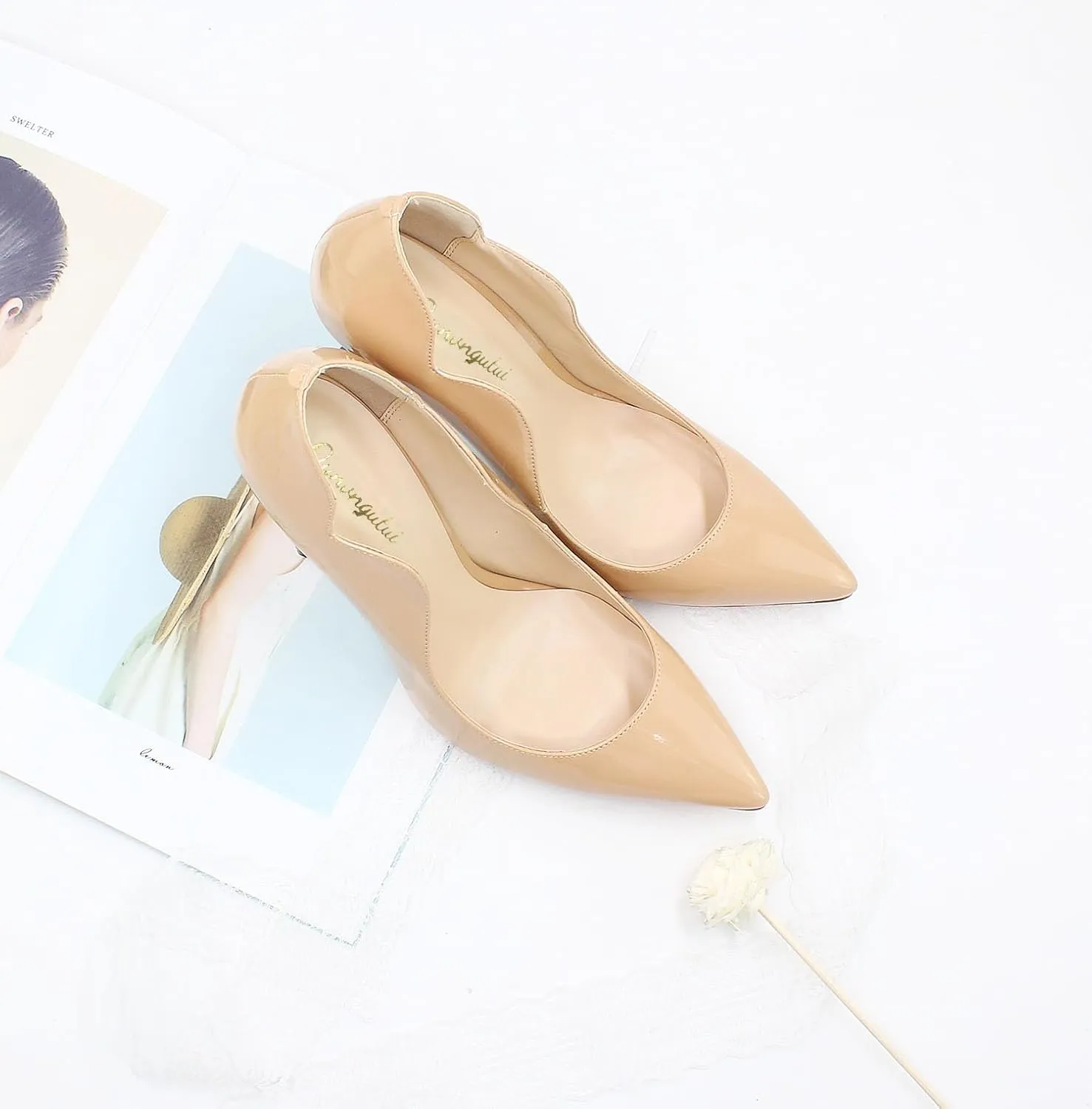 Women's Pointed 4.7 Inch Wave Sexy Stilettos Large Size High Heels Party Party Work Shoes