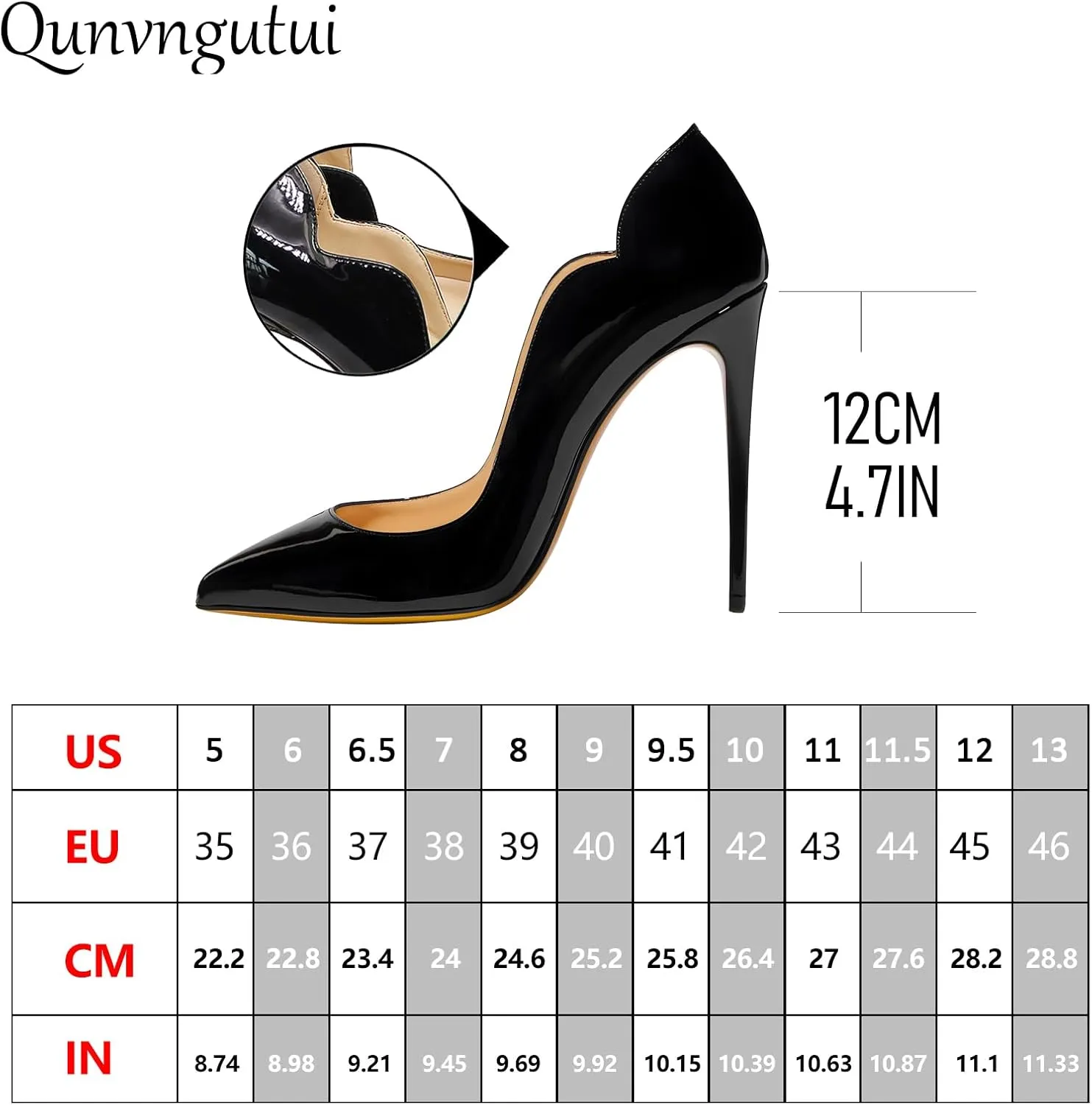 Women's Pointed 4.7 Inch Wave Sexy Stilettos Large Size High Heels Party Party Work Shoes