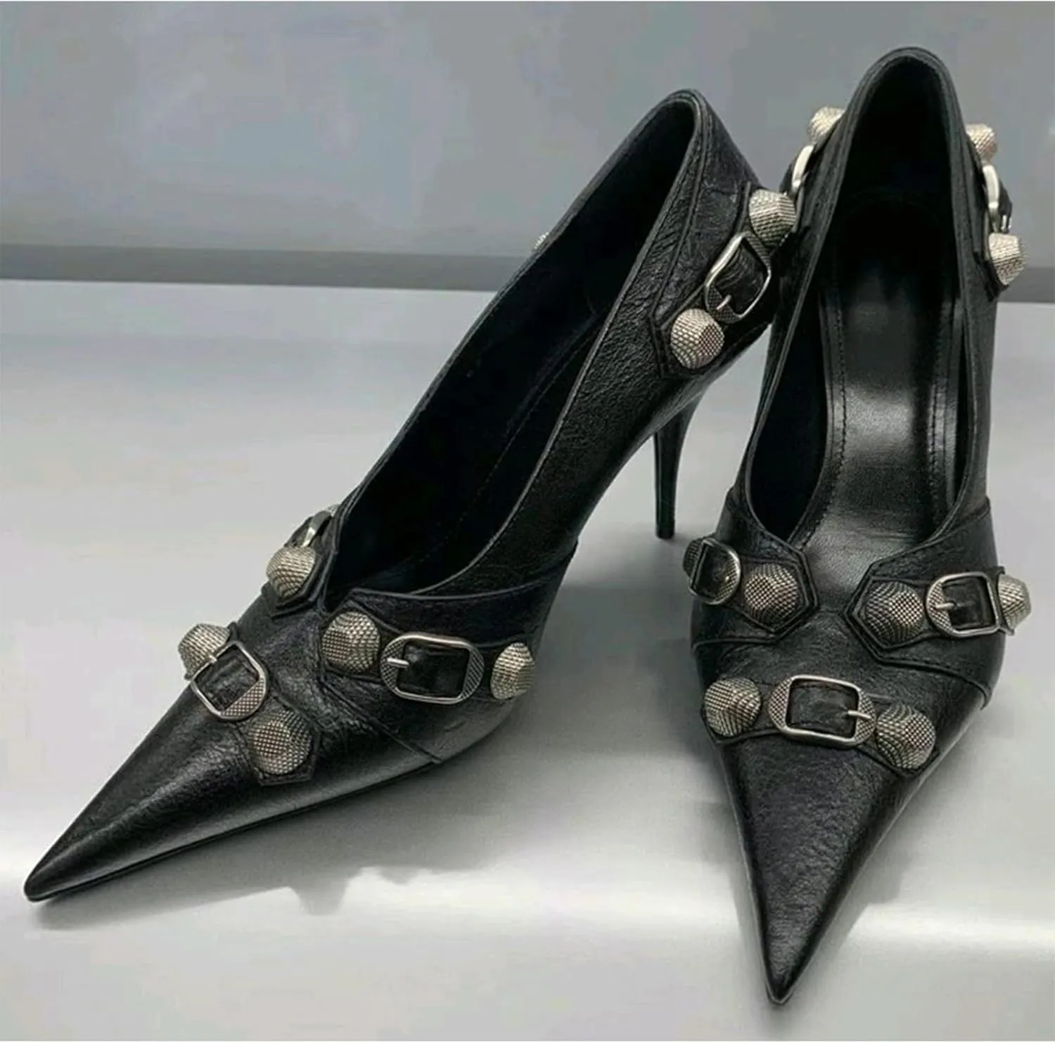 Women's Pointed Toe High Heel Pumps Slip On Stiletto Pumps Comfortable Closed Toe Kitten Heels Sandals for Women Studded Stiletto Dress Shoes Party Wedding Fashion Shoes